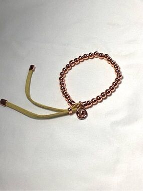 Michael Kors Rose Gold Beaded Logo Bracelet - Pinkish Rose Gold NWT & Velvet Bag